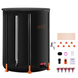 Taittuva sadetynnyri 380 L 1000D PVC akryylisellä vesitasoputkella pikaliitosventtiilillä ja hanalla