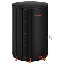 Taitettava sadevesitynnyri 380 litrainen 1000D PVC materiaalinen musta hana ja mittaputki