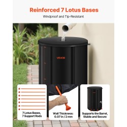 Taitettava sadevesitynnyri 380-litrainen 1000D PVC-materiaalinen musta hana ja mittaputki