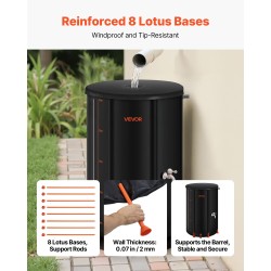 Taitettava sadevesisäiliö 250 l 500D PVC 8 tukitangolla akryylimittarilla verkkokannella