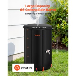 Taitettava sadevesisäiliö 250 l 500D PVC 8 tukitangolla akryylimittarilla verkkokannella