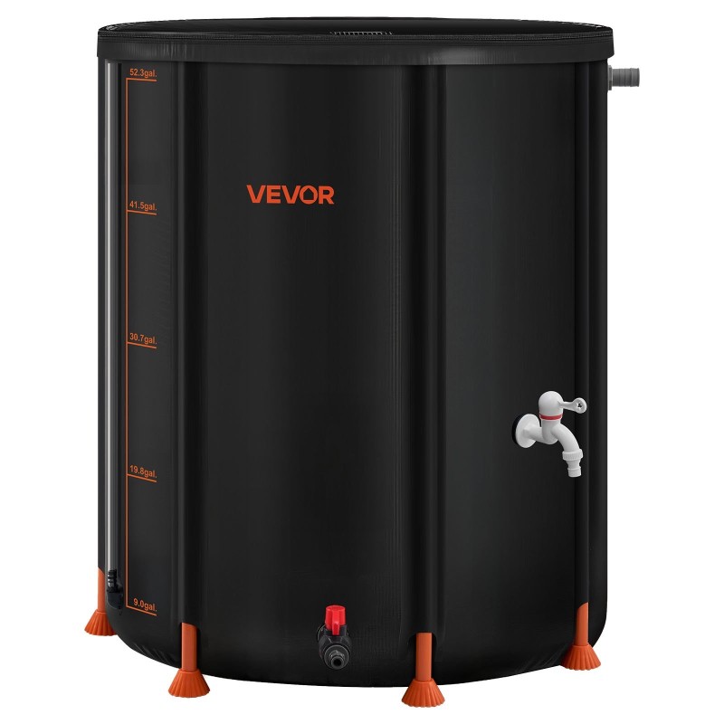 Taitettava sadevesitynnyri 201 litraa PVC-muovi hana verkkokansi tukitangot puutarhaan