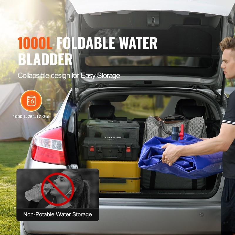 Taitettava PVC-muovinen vesisäiliö 999,3 l 1000D 0,9 mm sadevedelle