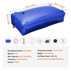 Taitettava PVC-muovinen vesisäiliö 999,3 l 1000D 0,9 mm sadevedelle