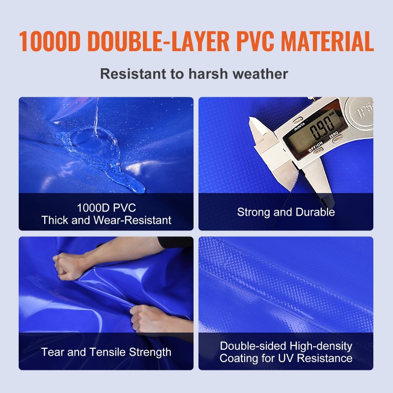 Kokoontaitettava 1000D PVC vesisäiliö 330 l 0,9 mm ei juomavedelle