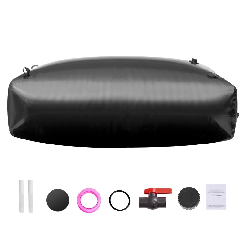 Taitettava PVC-muovinen vesisäiliö 1000 l musta kannettava ei-juomakelpoinen