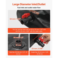 Taittuva vesivarastosäiliö 540L 1000D kaksikerroksinen PVC-muovi 1,2 mm puutarhaan leirintään hätäkäyttöön