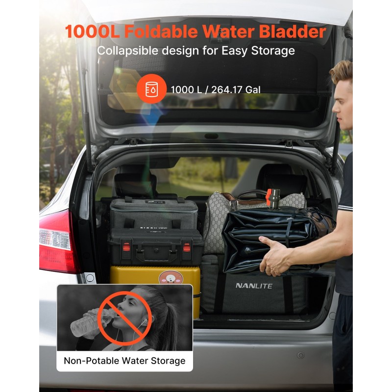 Veden varastointisäiliö 1000 l 1000D PVC-muovi kokoontaitettava musta puutarha leirintä matkailuauto hätäkäyttöön