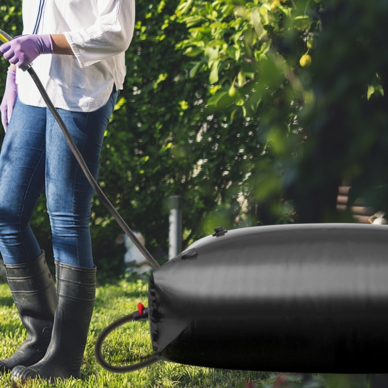 Veden varastointisäiliö 1000 l 1000D PVC-muovi kokoontaitettava musta puutarha leirintä matkailuauto hätäkäyttöön