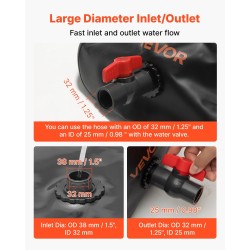 Pehmeä vesivarastosäiliö 330 L 1000D kaksikerroksinen PVC taittuva puutarhakasteluun