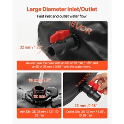 Taitettava vesipussi 113 l 1000D kaksikerroksinen PVC leirintään matkailuajoneuvoihin