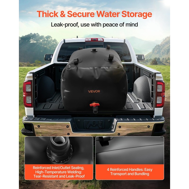 Taittuva vesisäiliö 200 l 1000D kaksikerroksinen PVC leirintään puutarhaan hätävesivarastoksi