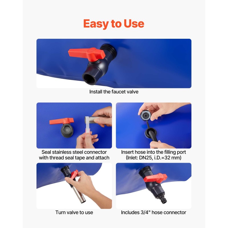 Taitettava PVC-muovinen vesipussi 113 l kaksikerroksinen vuotamaton repäisylujuinen asuntoautoihin retkeilyyn