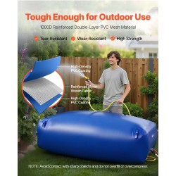 Pussimallinen PVC-muovinen vesipussi 1000 l taitettava vuototiivis ulkokäyttöön