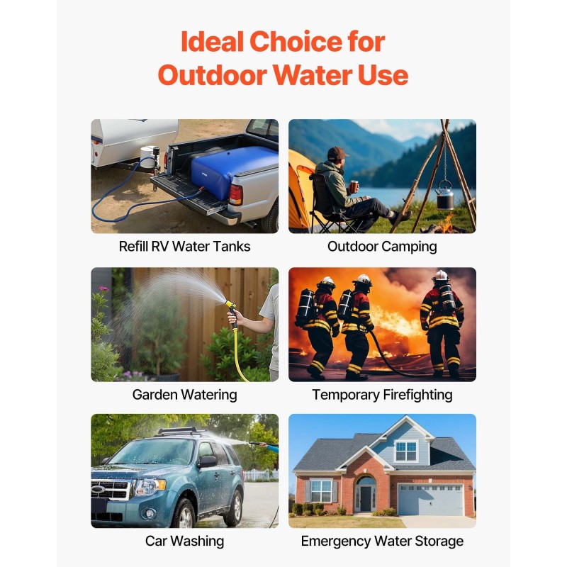 Pussimallinen PVC-muovinen vesipussi 1000 l taitettava vuototiivis ulkokäyttöön