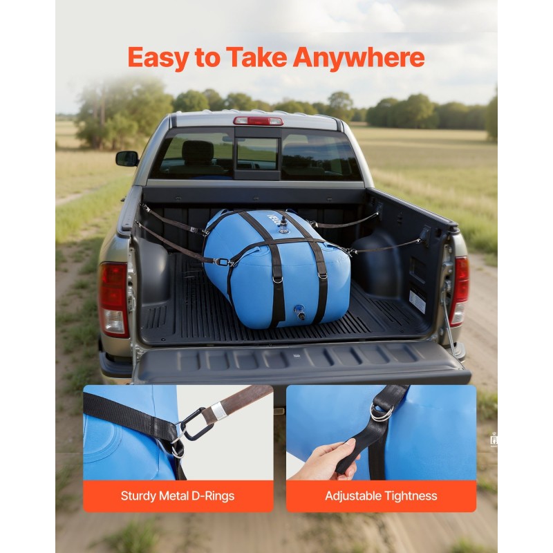 Pussimallinen taittuva TPU vesisäiliö 132 l kulutuskestävä retkeilyyn