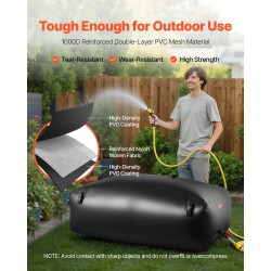 Pussimallinen vesisäiliö PVC-muovinen 540 l taitettava vuototiivis musta