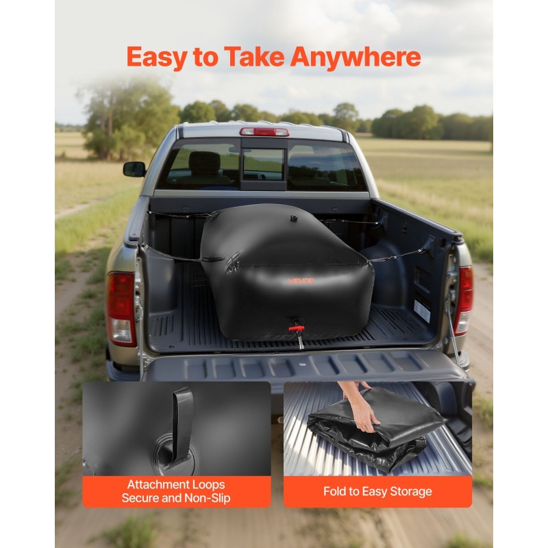 Pussimallinen vesisäiliö PVC-muovinen 540 l taitettava vuototiivis musta