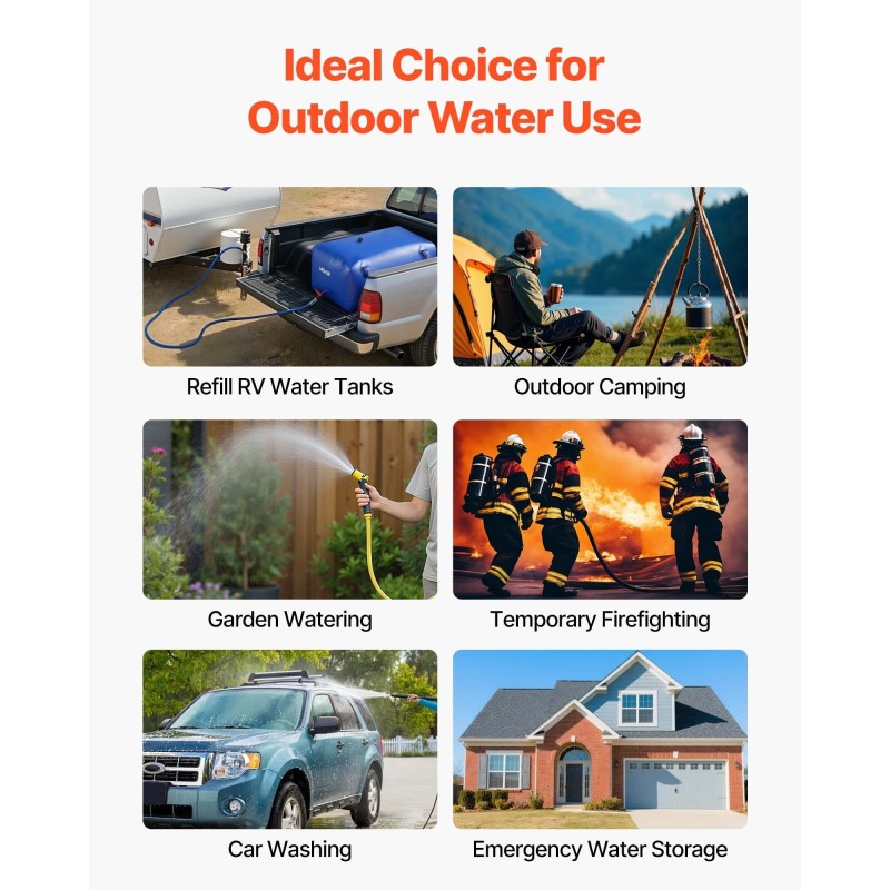 Taitettava PVC vesipussi 240 l sininen asuntoautoille ja ulkokäyttöön