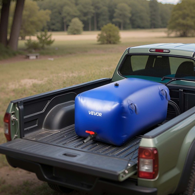 Taitettava PVC vesipussi 240 l sininen asuntoautoille ja ulkokäyttöön