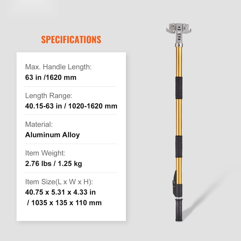 Tasoituslaatikon varsi alumiiniseos 1020–1618 millimetriä 5-osainen säätö liukumaton kahva 360 asteen liike