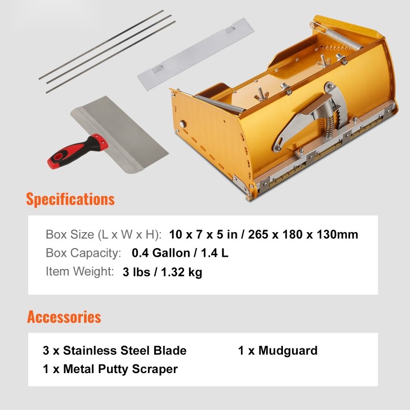 Tasolaatikko alumiiniseos 10 tuuman kipsilevyille mutasuoja ja 2 ruostumatonta terää