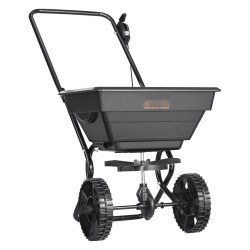 Kävelyä seuraava nurmikon levitin hiiliteräsrunko 15l 8 tuumaiset pyörät 30 portainen säätö