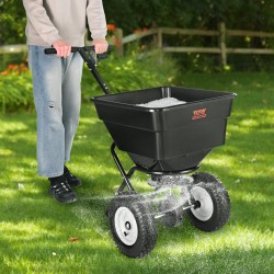 Työnnettävä levitin hiiliteräsrunko 56 l säiliö 45,4 kg kantavuus 30,5 cm pyörillä