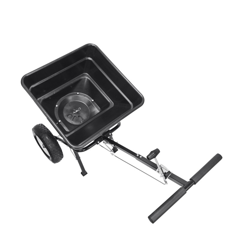 Työnnettävä levitin hiiliteräsrunko 56 l säiliö 45,4 kg kantavuus 30,5 cm pyörillä