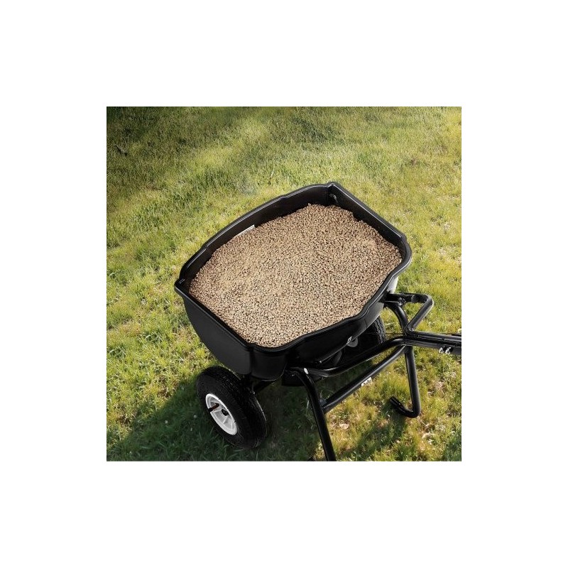 Käveltävä siemen- ja lannoitelevitin 27,2 kg säiliö 0–3 m 8 tuuman renkaat