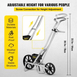 Puutarhan rivikylvökone alumiini ja ABS työntömallinen säädettävä 78–84 cm 6 kylvölaattaa