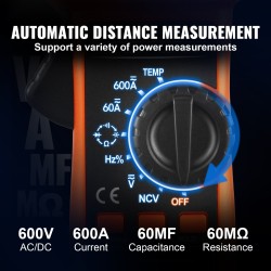 Digitaalinen pihdimittari todellisella tehollisarvolla 600A 6000 laskentaa kosketukseton jännitetunnistus