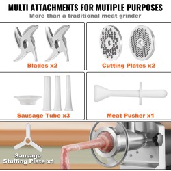 Sähkökäyttöinen lihamylly 1100W 450 kg/tunnissa hiiliteräsrunko 304-ruostumattomat teräsosat makkaran täyttövarustus