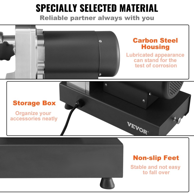 Sähkökäyttöinen lihamylly 1100W 450 kg/tunnissa hiiliteräsrunko 304-ruostumattomat teräsosat makkaran täyttövarustus