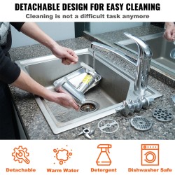 Sähköinen lihamylly valualumiinirunko 575 wattia 190 kilogrammaa tunnissa 2 terää 3 jauhatuslevyä