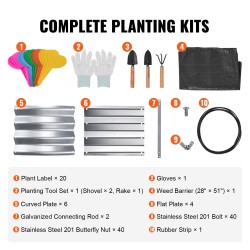 Korotettu galvanoitu metallinen kasvatuslaatikko avoin pohja kukille ja yrteille