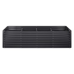 Korotettu galvanoitu metallinen viljelylaatikko avoin pohja 240 x 120 x 60 cm