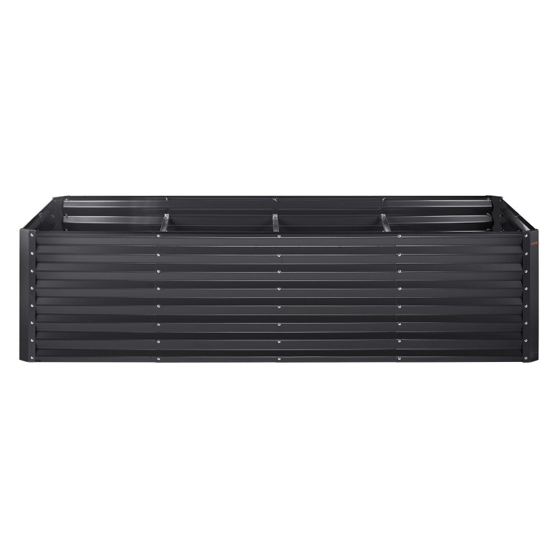 Korotettu galvanoitu metallinen viljelylaatikko avoin pohja 240 x 120 x 60 cm