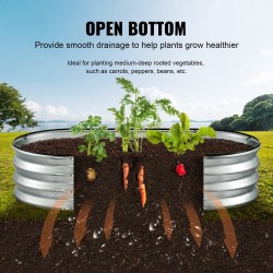 Korotettu istutuslaatikko kaksipuolisesti galvanoitu metalli 122,5×62,5×28 cm avoin pohja