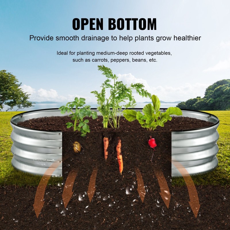 Korotettu istutuslaatikko kaksipuolisesti galvanoitu metalli 122,5×62,5×28 cm avoin pohja