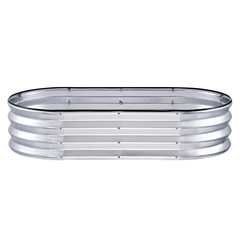 Korotettu istutuslaatikko kaksipuolisesti galvanoitu metalli 122,5×62,5×28 cm avoin pohja