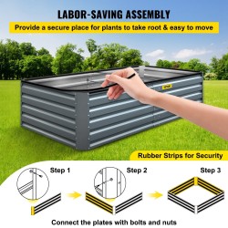 Korotettu kasvatuslaatikko sinkitty teräs avopohjallinen 203 x 102 x 48 cm