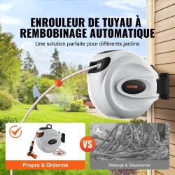 Seinään asennettava sisäänkelautuva letkukela 25 m 12 mm 180 asteen kääntyvällä kiinnikkeellä