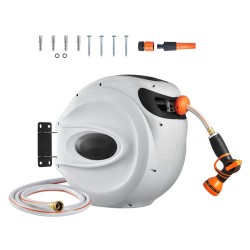 Puutarhaletkukela seinäkiinnitteinen sisäänkelaava 40 m 12 mm säätölukitus 9-asentoinen suutin 180-asteinen kääntyvä