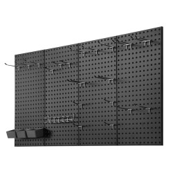 Metallinen reikälevy 4 paneelia 61 x 30 cm musta seinälle
