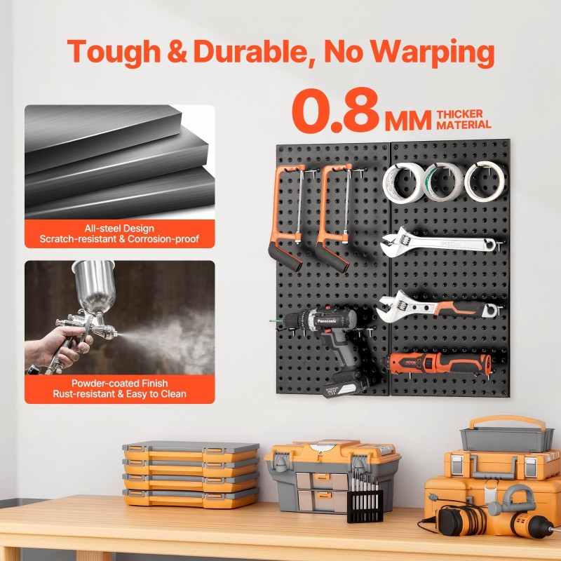 Metalliset reikälevypaneelit teräs 61 x 30 cm 2 kpl musta seinälle