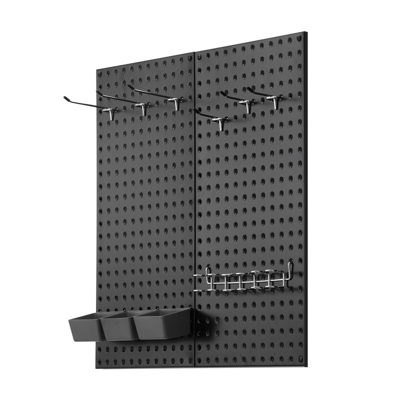 Metalliset reikälevypaneelit teräs 61 x 30 cm 2 kpl musta seinälle