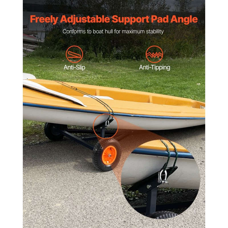 Veneen trailerisiirrin hiiliteräs 190 kg säädettävä aisa 15,7 tuuman ilmakumirenkaat