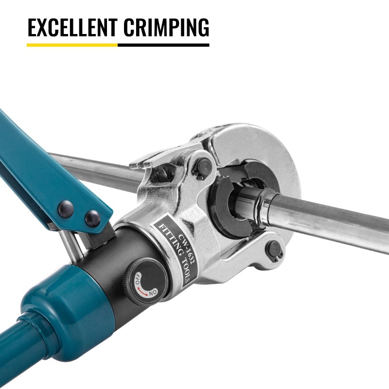 Hydraulinen puristuspihdi karkaistua terästä kuusi tonnia 16–32 millimetriä vaihdettavilla leuoilla putkille