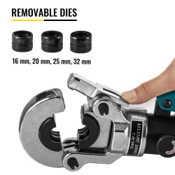 Hydraulinen puristuspihdi karkaistua terästä kuusi tonnia 16–32 millimetriä vaihdettavilla leuoilla putkille